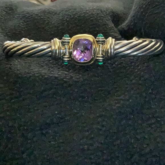David Yurman Elegant Silver and Gold Bracelet with Purple Gemstone. 14k jade - Picture 12 of 16